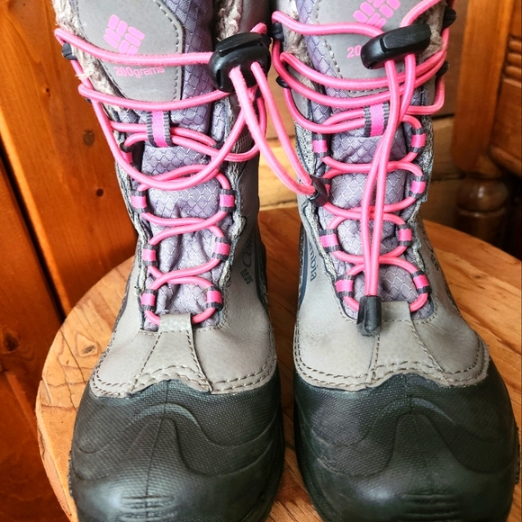 COLUMBIA 200GMS SNOW BOOTS-WATERPROOF PINK/GREY-SIZE 4- SEE DESCRIPTION - Picture 4 of 9